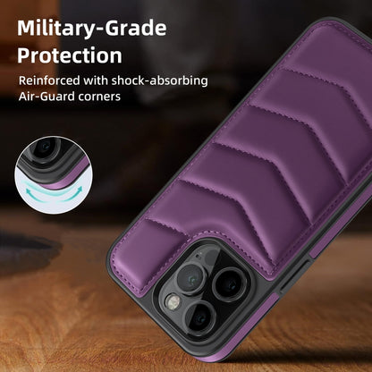 For iPhone 12 Pro Down Jacket Card Bag Holder MagSafe Phone Case(Purple) - iPhone 12 / 12 Pro Cases by buy2fix | Online Shopping UK | buy2fix