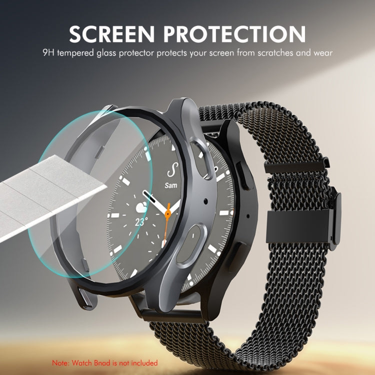 For Samsung Galaxy Watch7 40mm ENKAY Hat-Prince Electroplated Hard PC Case + 0.2mm 9H Glass Screen Protector(Gun Metal) - Watch Cases by ENKAY | Online Shopping UK | buy2fix