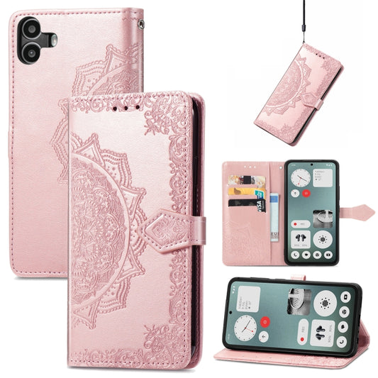 For Nothing CMF Phone 1 Mandala Flower Embossed Leather Phone Case(Rose Gold) - More Brand by buy2fix | Online Shopping UK | buy2fix