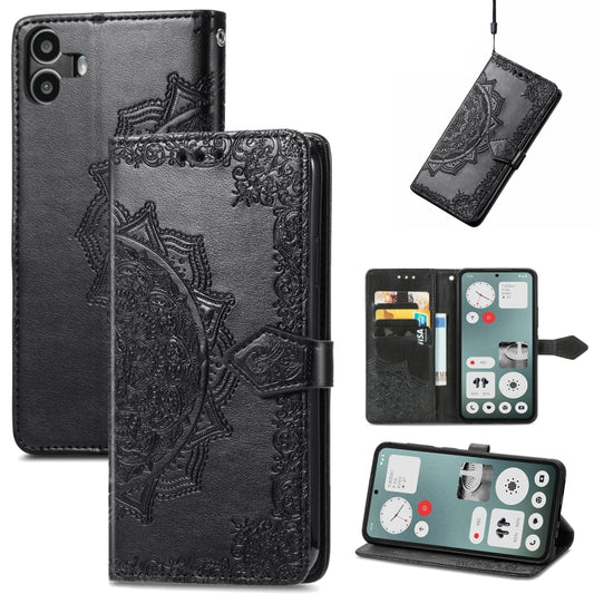 For Nothing CMF Phone 1 Mandala Flower Embossed Leather Phone Case(Black) - More Brand by buy2fix | Online Shopping UK | buy2fix