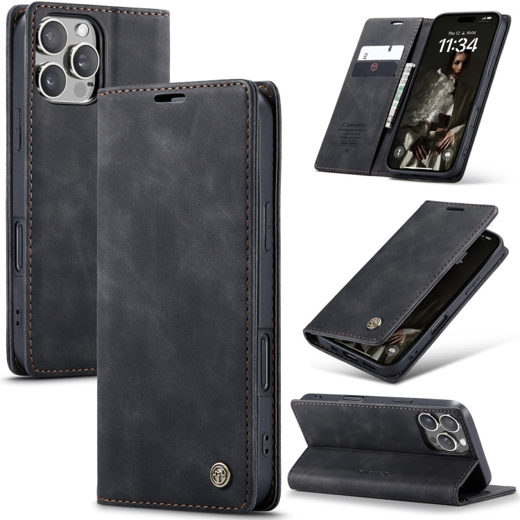 For iPhone 16 Pro CaseMe 013 Multifunctional Horizontal Flip Leather Phone Case(Black) - iPhone 16 Pro Cases by CaseMe | Online Shopping UK | buy2fix