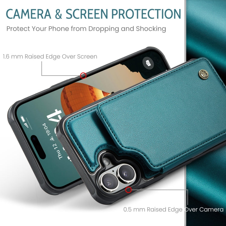 For iPhone 16 CaseMe C22 Card Slots Holder RFID Anti-theft Phone Case(Green) - iPhone 16 Cases by CaseMe | Online Shopping UK | buy2fix