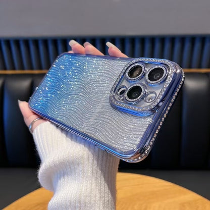 For iPhone 16 Pro Max Diamond Water Ripple Gradient Glitter TPU Phone Case(Blue) - iPhone 16 Pro Max Cases by buy2fix | Online Shopping UK | buy2fix