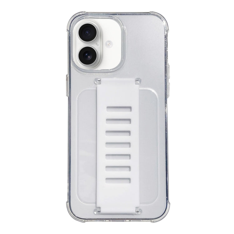 For iPhone 16 Plus Transparent Wristband Shockproof TPU Phone Case(White) - iPhone 16 Plus Cases by buy2fix | Online Shopping UK | buy2fix