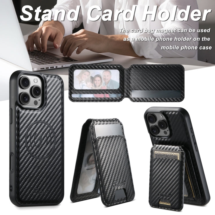 For iPhone 15 Pro Max Suteni TXWH18 Carbon Fiber Texture Detachable Wallet MagSafe Phone Case(Black) - iPhone 15 Pro Max Cases by Suteni | Online Shopping UK | buy2fix