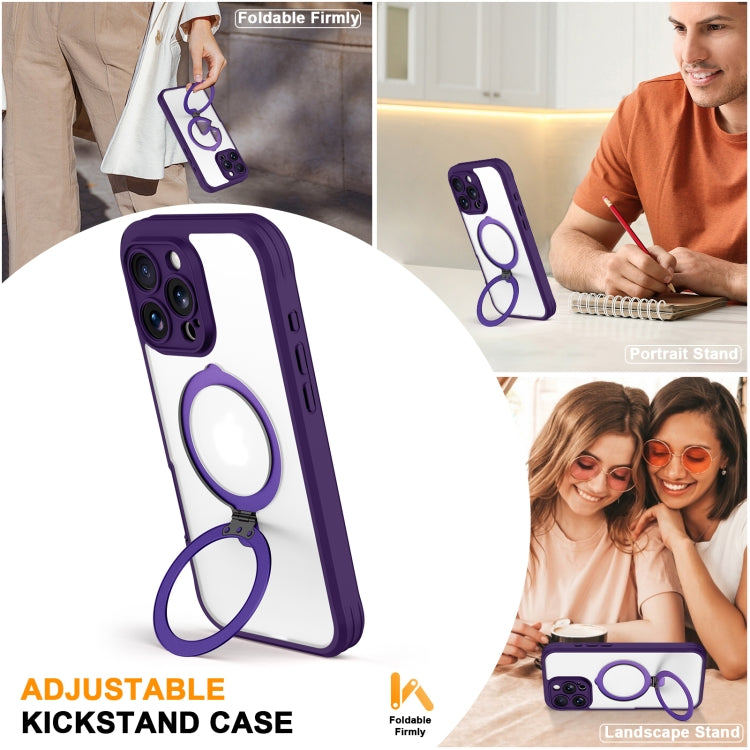 For iPhone 16 Pro Skin Feel Magsafe Holder 360 Full Body Phone Case(Purple) - iPhone 16 Pro Cases by buy2fix | Online Shopping UK | buy2fix