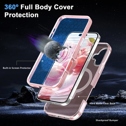 For iPhone 16 Plus Frosted Skin Feel MagSafe Holder 360 Full Body Phone Case(Pink) - iPhone 16 Plus Cases by buy2fix | Online Shopping UK | buy2fix