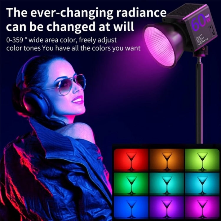 C60R 60W RGB Stage Lamp Professional Video Photography COB Fill Light, Plug:EU Plug - Selfie Light by buy2fix | Online Shopping UK | buy2fix