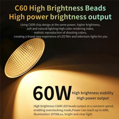 C60R 60W RGB Stage Lamp Professional Video Photography COB Fill Light With 8 Batteries, Plug:EU Plug - Selfie Light by buy2fix | Online Shopping UK | buy2fix