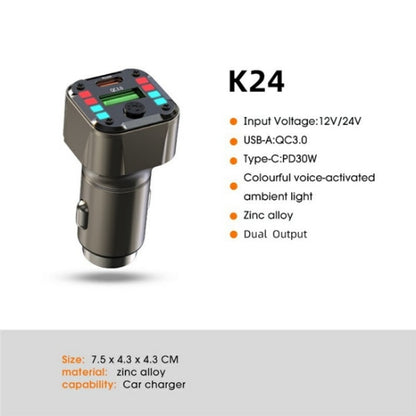 K24 Dual Ports Car Charging Adapter Car Charger PD 30W QC 3.0 Super Charger - Car Charger by buy2fix | Online Shopping UK | buy2fix