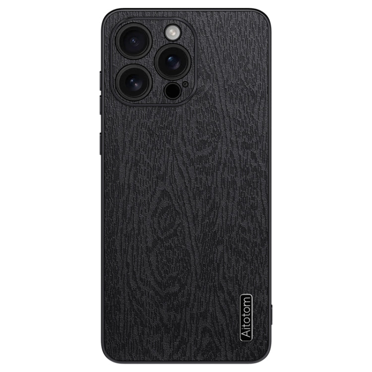 For iPhone 16 Pro Tree Bark Leather Shockproof Phone Case(Black) - iPhone 16 Pro Cases by buy2fix | Online Shopping UK | buy2fix