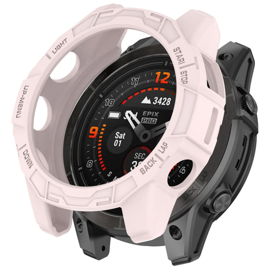 For Garmin Fenix E 47mm Armor Hollow TPU Half Coverage Watch Protective Case(Light Pink) - Watch Cases by buy2fix | Online Shopping UK | buy2fix