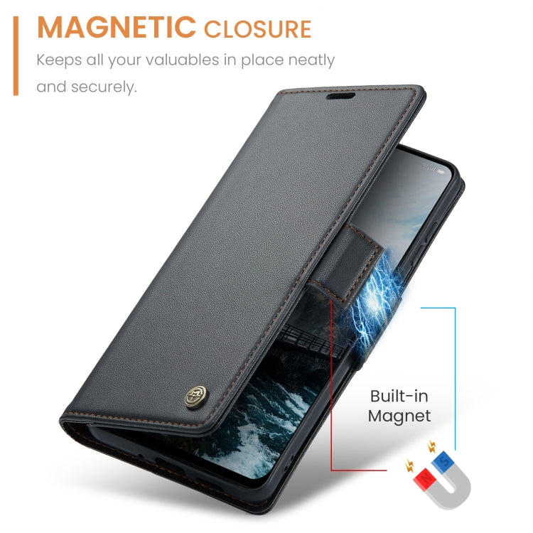 For OPPO Reno12 5G Global CaseMe 023 Butterfly Buckle Litchi Texture RFID Anti-theft Leather Phone Case(Black) - Reno12 Cases by CaseMe | Online Shopping UK | buy2fix