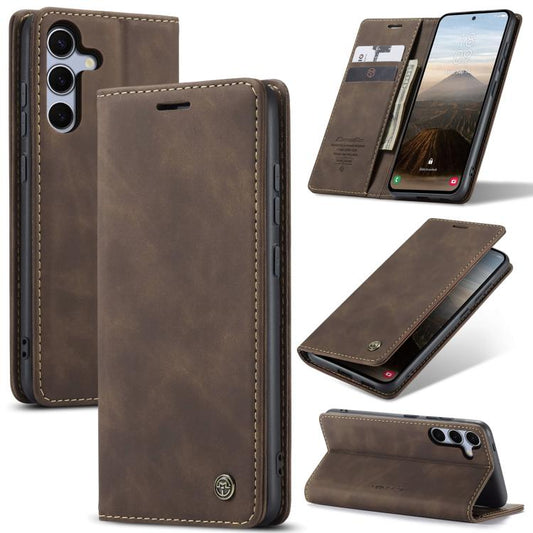 For Samsung Galaxy S25+ 5G CaseMe 013 Multifunctional Horizontal Flip Leather Phone Case(Coffee) - Galaxy S25+ 5G Cases by CaseMe | Online Shopping UK | buy2fix