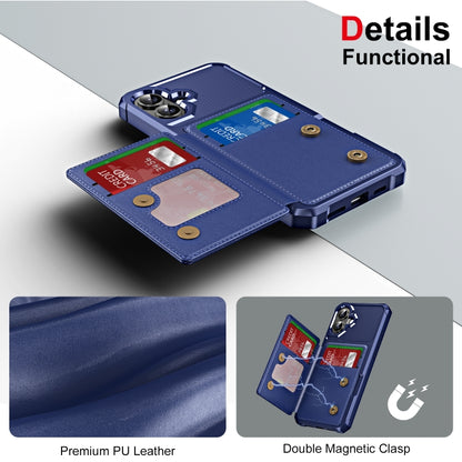 For iPhone 16 ENKAY Hat-Prince Card Slot Wallet TPU Back Leather Phone Case with Lens Film(Dark Blue) - iPhone 16 Cases by ENKAY | Online Shopping UK | buy2fix