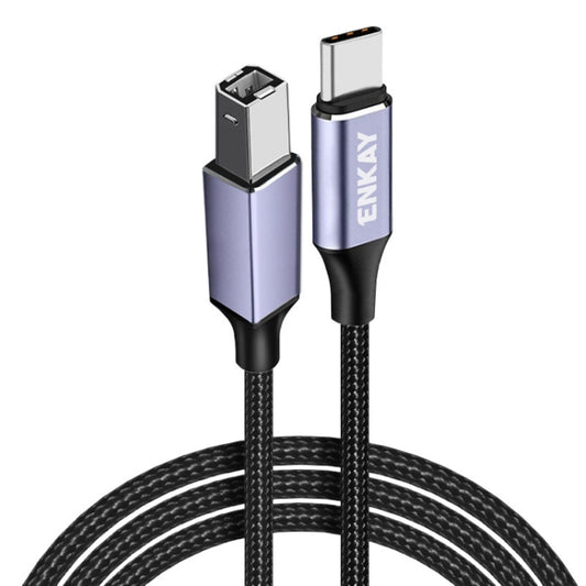 ENKAY ENK-CB170 USB C / Type-C to USB 2.0 B Printer Scanner Nylon Braided Cable, Length:0.5m - Cable & Adapters by ENKAY | Online Shopping UK | buy2fix