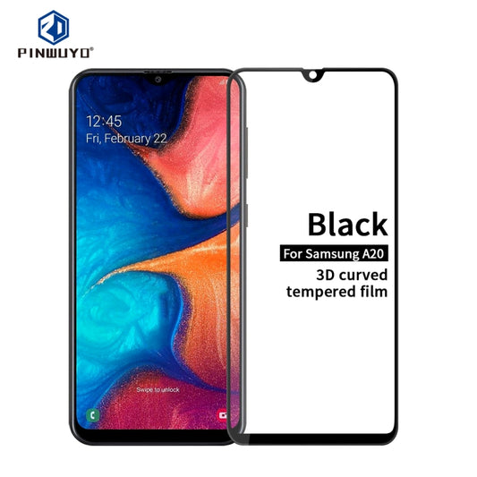 PINWUYO 9H 3D Curved Tempered Glass Film for Galaxy A20 （black） - Galaxy Tempered Glass by PINWUYO | Online Shopping UK | buy2fix