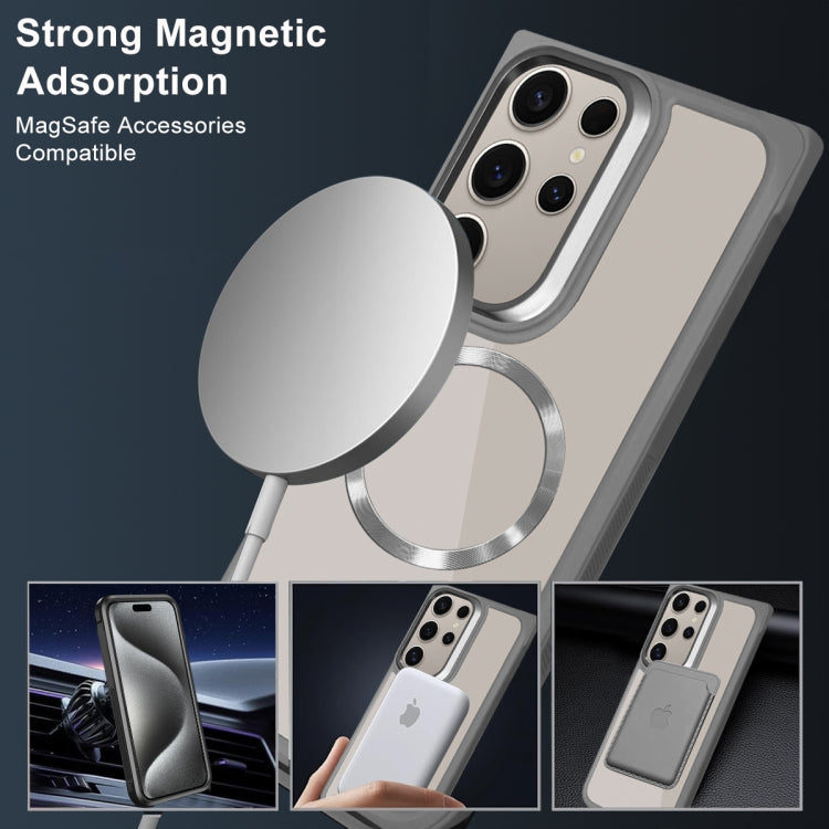 For Samsung Galaxy S25+ 5G Plated CD Texture MagSafe Acrylic Hybrid TPU Phone Case(Gray) - Galaxy S25+ 5G Cases by buy2fix | Online Shopping UK | buy2fix