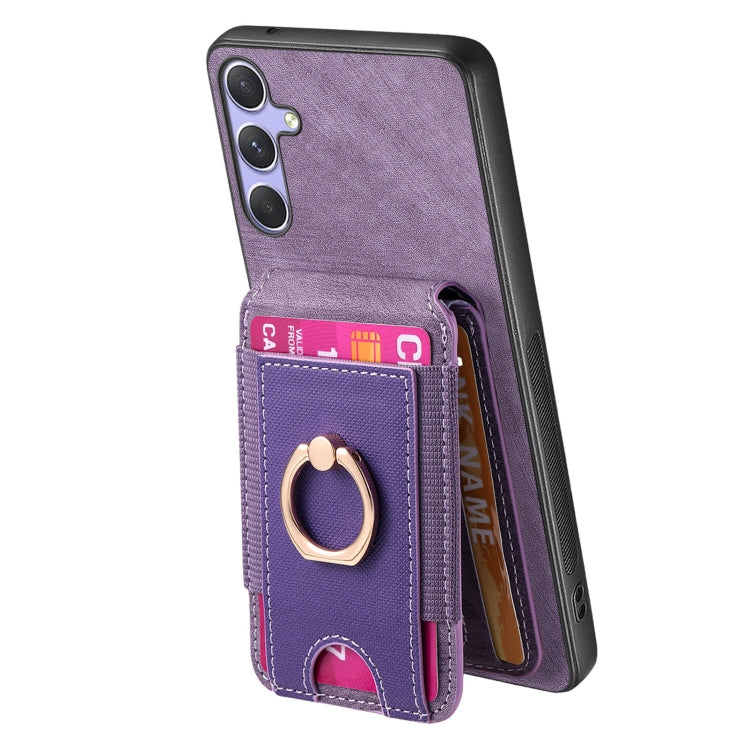 For Samsung Galaxy S25+ 5G Retro Splitable Magnetic Stand Card Bag Leather Phone Case(Purple) - Galaxy S25+ 5G Cases by buy2fix | Online Shopping UK | buy2fix