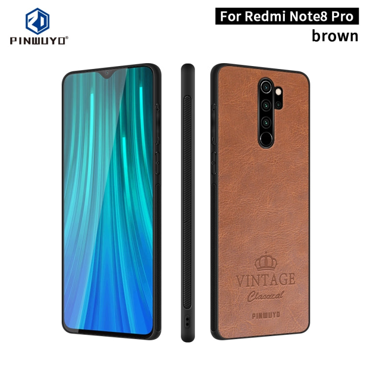 For Xiaomi RedMi Note 8 Pro PINWUYO Pin Rui Series Classical Leather, PC + TPU + PU Leather Waterproof And Anti-fall All-inclusive Protective Shell(Brown) - Xiaomi Cases by PINWUYO | Online Shopping UK | buy2fix