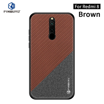 For Xiaomi RedMi 8 PINWUYO Rong Series  Shockproof PC + TPU+ Chemical Fiber Cloth Protective Cover(Brown) - Xiaomi Cases by PINWUYO | Online Shopping UK | buy2fix