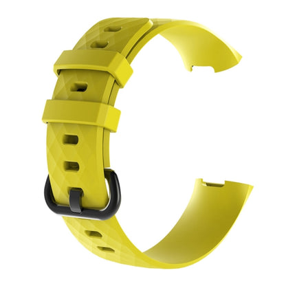 Diamond Pattern Silicone Watch Band for Fitbit Charge 4 Large Size:210*18mm(Yellow) - Watch Bands by buy2fix | Online Shopping UK | buy2fix