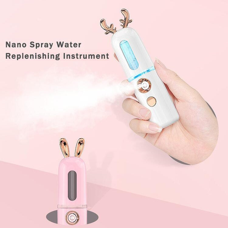 Facial Steamer Nano Spray Water Replenishing Instrument Portable Cold Spray Machine Charging Beauty Instrument Automatic Alcohol Sprayer, Style:Cute Deer(White) - Beauty Instrument by buy2fix | Online Shopping UK | buy2fix