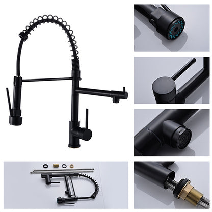 Multifunctional Cold Hot Water Tank Kitchen Spring Double Nozzle 360 Degree Rotary Tap - Faucets & Accessories by buy2fix | Online Shopping UK | buy2fix