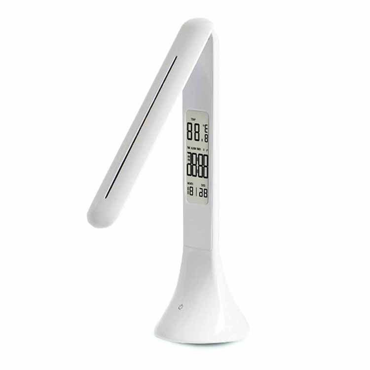 3.5W Foldable Dimmable Calendar Temperature Alarm Clock LED Table Lamp Night Reading Light(White) - Desk Lamps by buy2fix | Online Shopping UK | buy2fix