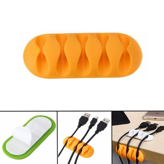 10 PCS Pasteable Five-hole TPR Wire Storage Organizer Data Cable Holder(Yellow) - Cable Organizer by buy2fix | Online Shopping UK | buy2fix