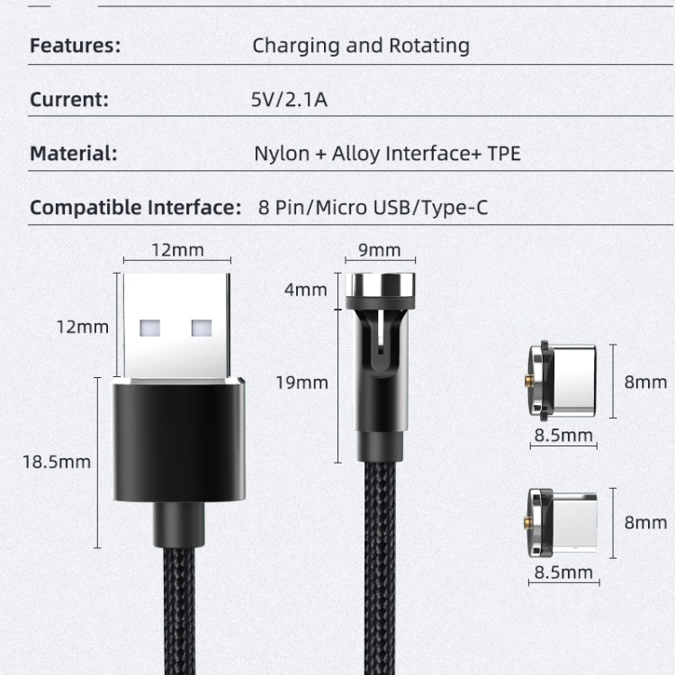 CC56 8Pin Magnetic Interface Dust Plug Rotating Data Charging Cable, Cbale Length: 2m(Red) - Charging Cable & Head by buy2fix | Online Shopping UK | buy2fix