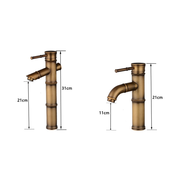 Antique Retro Hot Cold Water Bathroom Counter Basin Bamboo Waterfall Basin Copper Faucet, Specifications:Early 3 Knots - Faucets & Accessories by buy2fix | Online Shopping UK | buy2fix
