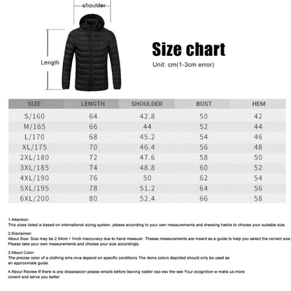 19 Zone 4 Control Black USB Winter Electric Heated Jacket Warm Thermal Jacket, Size: XXXXXL - Down Jackets by buy2fix | Online Shopping UK | buy2fix