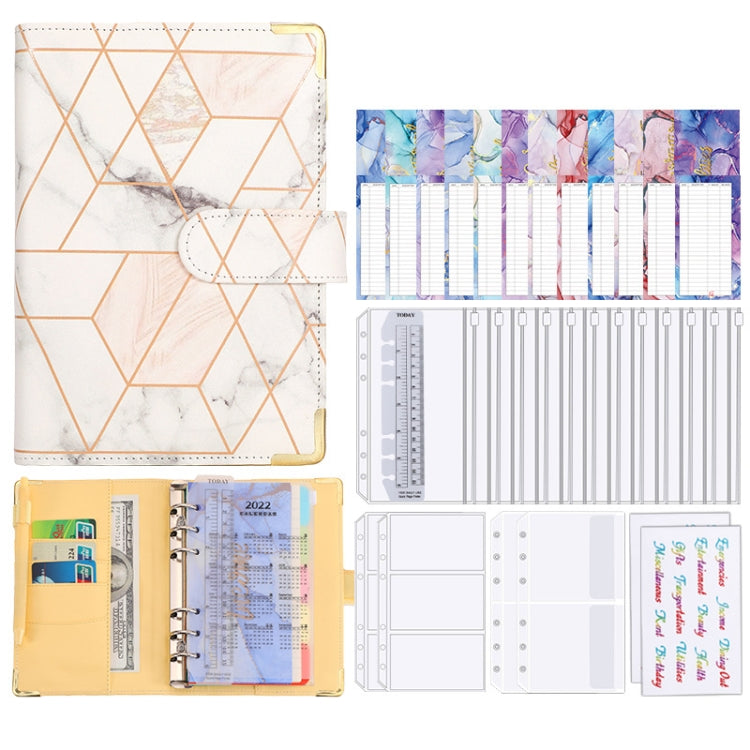 A6 Loose-leaf Notebook Budget Book Marbled Handbook,Style: Basic Model(Light Gray) - Notebooks by buy2fix | Online Shopping UK | buy2fix