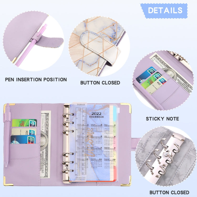 A6 Loose-leaf Notebook Budget Book Marbled Handbook,Style: Basic Model(Blue) - Notebooks by buy2fix | Online Shopping UK | buy2fix