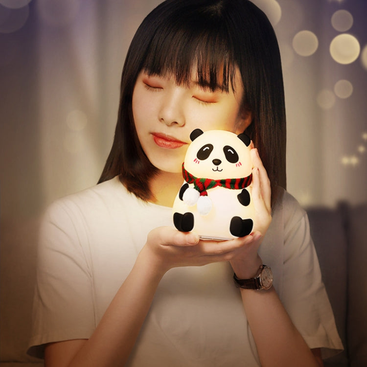 Cute Panda Night Light USB Charging Touch Control Colorful Silicone Bedside Lamp(Squinting) - Night Lights by buy2fix | Online Shopping UK | buy2fix