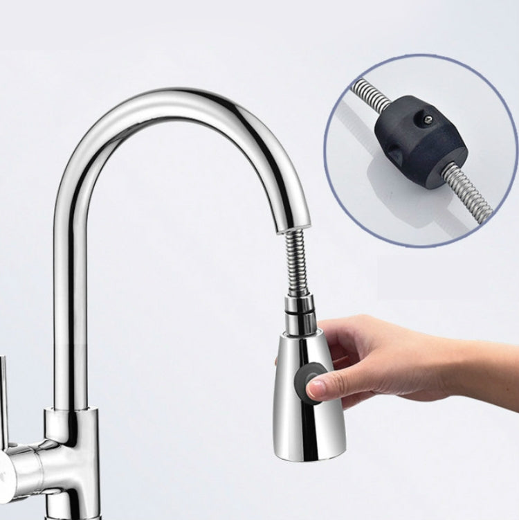 Kitchen Pull-out Faucet Hot And Cold Home 304 Stainless Steel Retractable Rotating Faucet, Style:Plating 304 - Faucets & Accessories by buy2fix | Online Shopping UK | buy2fix