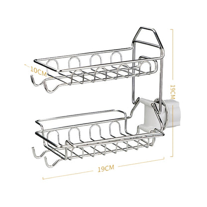 Faucet Rack Stainless Steel Perforated Free Kitchen Sink Storage Rack Rag Sponge Drain Rack, Style:Type C - Shelf by buy2fix | Online Shopping UK | buy2fix