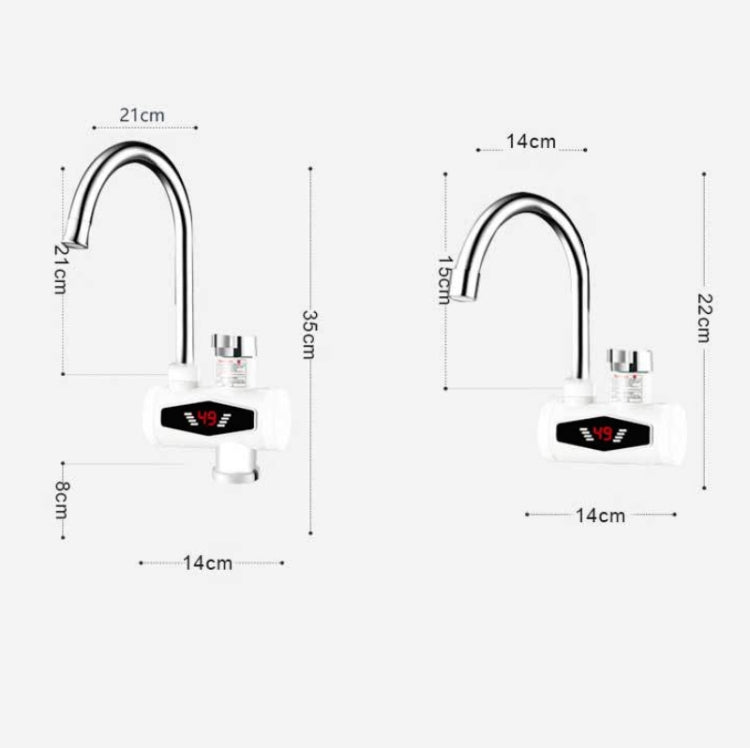 Dynamic Digital Display Instant Heating Electric Hot Water Faucet Kitchen&Domestic Hot&Cold Water Heater EU Plug, Style:Large Elbow - Faucets & Accessories by buy2fix | Online Shopping UK | buy2fix