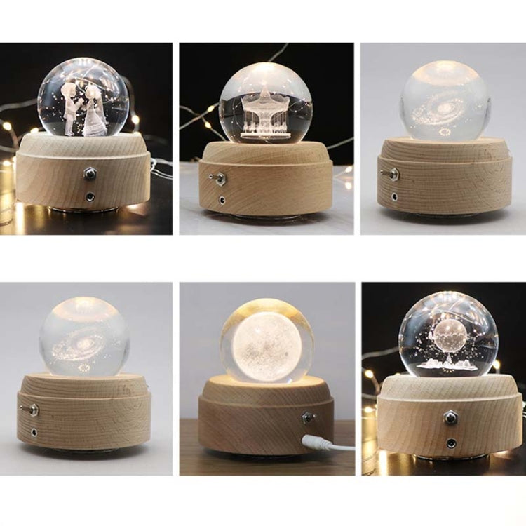 Girl Bedside Lamp Crystal Ball Wooden Base Music Box Charging Glow Rotating Night Light, Random Music(Milky Way) - Novelty Lighting by buy2fix | Online Shopping UK | buy2fix