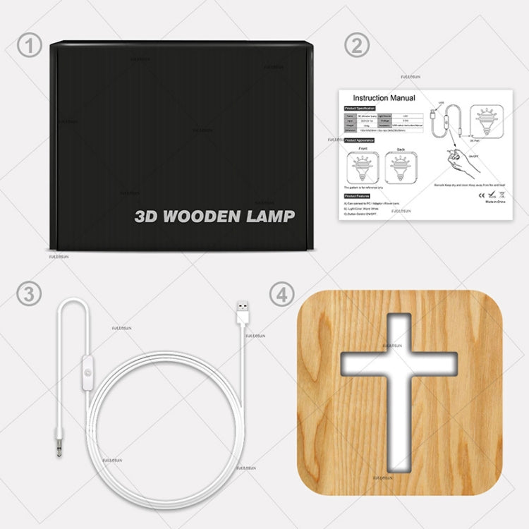 2.5W Cross Pine Craft Table Lamp Wooden LED Night Light(Warm White Light) - Novelty Lighting by buy2fix | Online Shopping UK | buy2fix