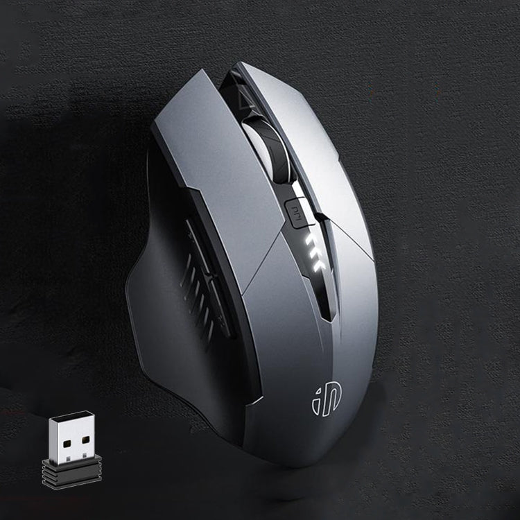 Inphic A1 6 Keys 1000/1200/1600 DPI Home Gaming Wireless Mechanical Mouse, Colour: Gray Wireless+Bluetooth 4.0+Bluetooth 5.0 - Wireless Mice by Inphic | Online Shopping UK | buy2fix