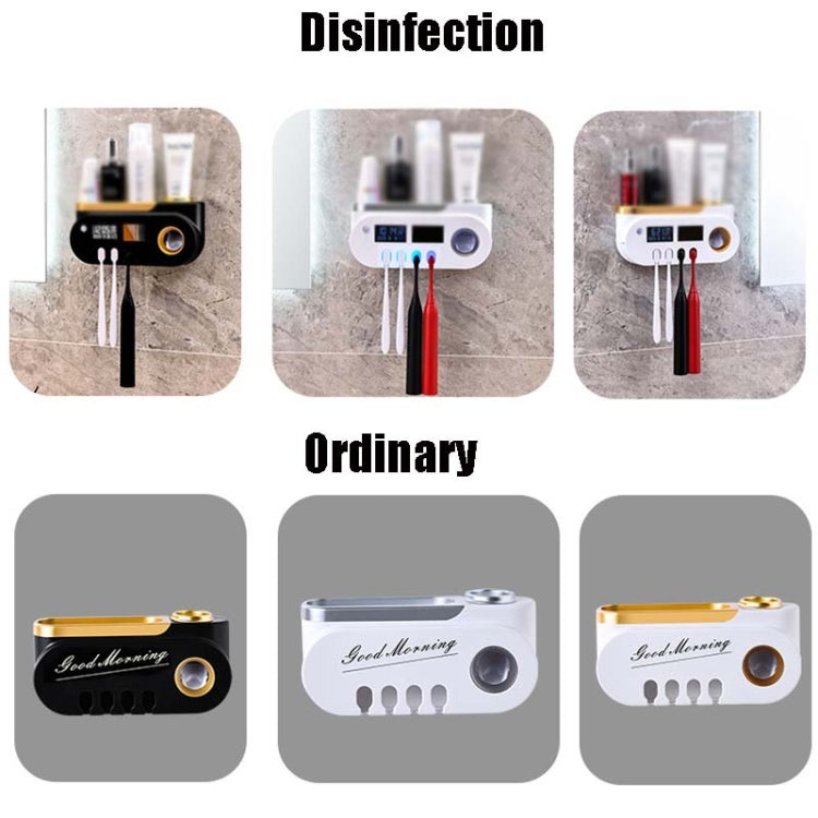 Smart UV Toothbrush Sterilizer Punch-Free Sterilization Wall Mounted Toothbrush Holder Set, Specification: Ordinary(Black Gold) - Toothbrush Sanitizer by buy2fix | Online Shopping UK | buy2fix