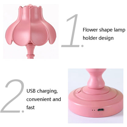 Retro Charging Table Lamp Bedroom Bed LED Eye Protection Light(LD05 Lotus Yellow) - Bedside Light by buy2fix | Online Shopping UK | buy2fix