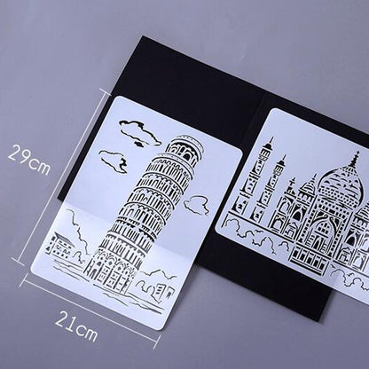 Sailing Line(5pcs / Set) Construction Series Painting Template Theme City A4 Label Template - Art Supplies by buy2fix | Online Shopping UK | buy2fix