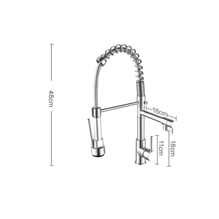 Copper And Nickel Brushed Double Outlet Spring Faucet Rotatable Kitchen Hot And Cold Water Faucet, Specification: Brushed - Faucets & Accessories by DWL | Online Shopping UK | buy2fix