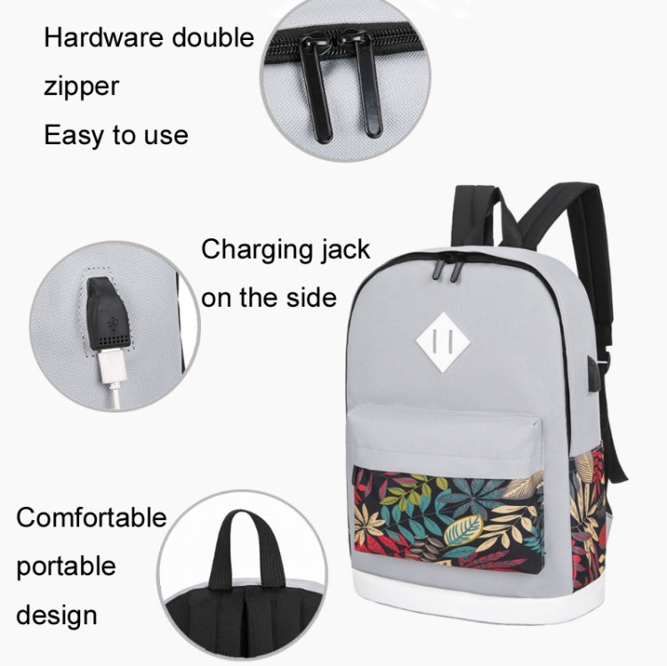 3 in 1 College Style Casual Backpack Student USB Charging Backpack(Black) - Double-shoulder Bags by buy2fix | Online Shopping UK | buy2fix