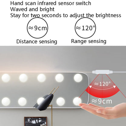 LED Makeup Mirror Light Beauty Fill Light Hand Sweep Sensor Mirror Front Light, Power source: 2 Bulbs(Natural White) - Sensor LED Lights by buy2fix | Online Shopping UK | buy2fix