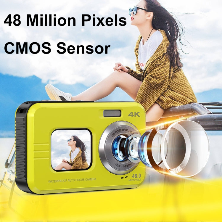 WDC901 3.5m Waterproof 48MP HD Dual Screen Outdoor Sports Digital Camera AU Plug(Yellow) - Children Cameras by buy2fix | Online Shopping UK | buy2fix