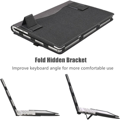 For Samsung Galaxy Book Pro 360 15.6 inch Leather Laptop Anti-Fall Protective Case With Stand(Black) - 15 inch by buy2fix | Online Shopping UK | buy2fix